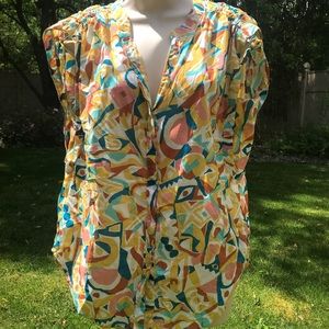 Anthropologie Blouse with Danielle Kroll artwork print EUC Size s